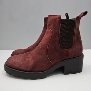 Born Graci Colors Ankle Bootie Size 8.5 Dark Brick Distressed Suede Chelsea Lug